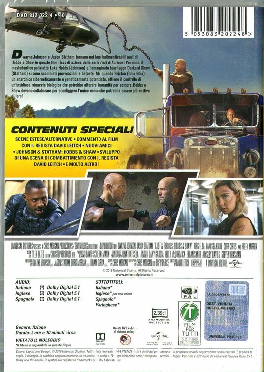 Fast & Furious. Hobbs & Shaw (DVD) - DVD - Film di David Leitch Avventura |  laFeltrinelli