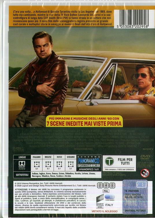 C'era una volta a Hollywood (DVD) - DVD - Film di Quentin Tarantino  Commedia | laFeltrinelli