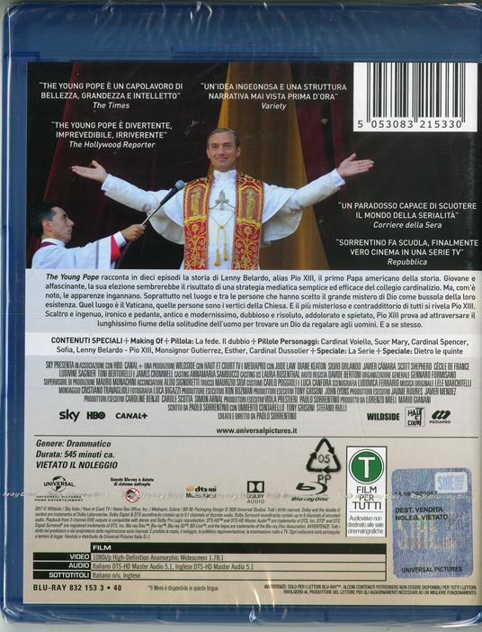 The Young Pope. Stagione 1. Serie TV ita (3 Blu-ray) - Blu-ray - Film di  Paolo Sorrentino Drammatico | laFeltrinelli