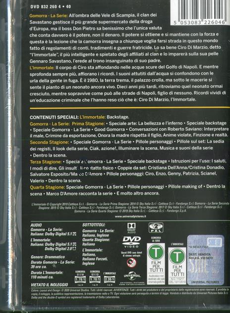 Gomorra. Stagioni 1-4. Serie TV ita - L' immortale (17 DVD) - DVD - Film di  Stefano Sollima , Francesca Comencini Giallo | laFeltrinelli