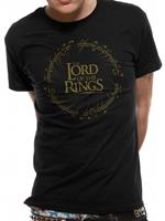 T-Shirt Unisex Tg. M. Lord Of The Rings: Gold Metallic Logo