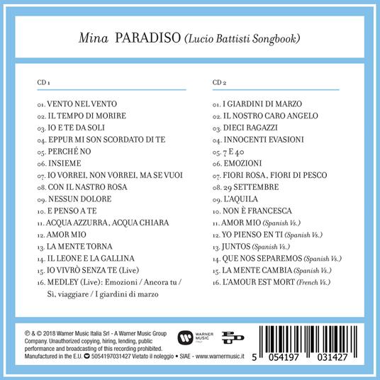 Paradiso. Lucio Battisti Songbook - Mina - CD | Feltrinelli