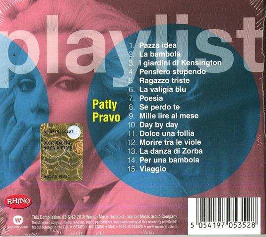 Playlist. Patty Pravo - Patty Pravo - CD | Feltrinelli