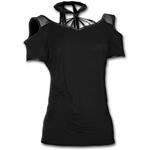 Gothic Elegance. Tassle Neck Top Black