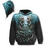 Flaming Spine. Allover Hoody Black