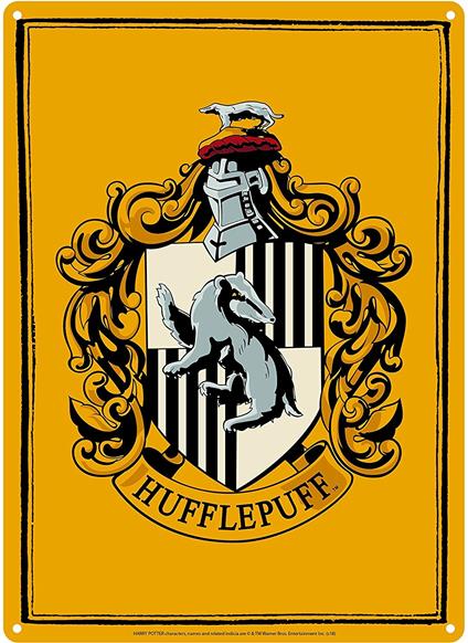 Targa Metallica Piccola Harry Potter. Hufflepuff