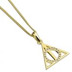 Harry Potter: Sterling Silver Deathly Hallows Gold Plated Necklace Embellished With Swarovski Crystals (Collana)