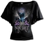 Spiral: Batman - I Am The Night - Boat Neck Bat Sleeve Top Black (Plain) Donna S