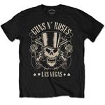 T-Shirt Unisex Tg. M Guns N' Roses. Top Hat, Skull & Pistols Las Vegas Black