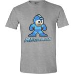 T-Shirt Unisex Tg: L) Megaman. 8-Bit Character Heather Grey. Taglia