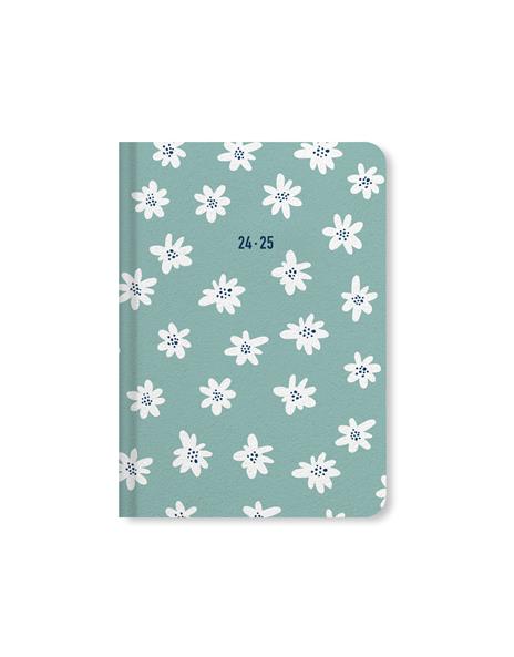 Agenda accademica Letts 2024-2025, 12 mesi, giornaliera, Daisies A6 Dtp W/ Appts, multinlingue, Verde - 14,8 x 10,5 cm