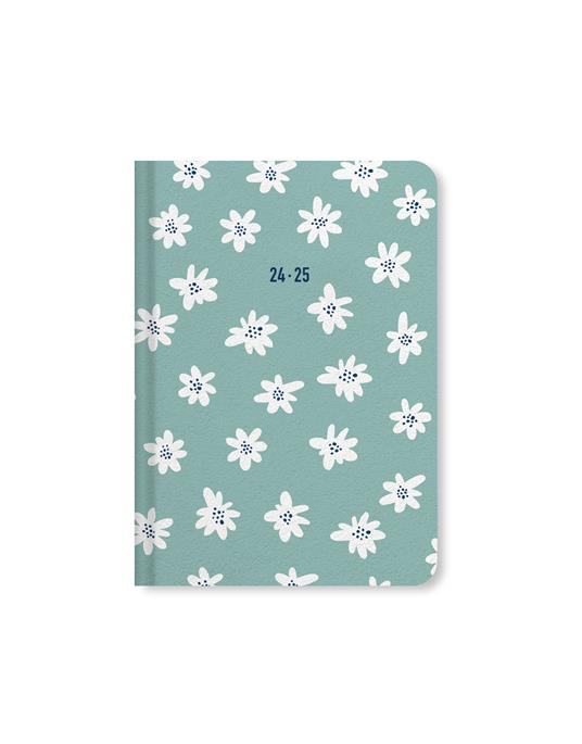 Agenda accademica Letts 2024-2025, 12 mesi, giornaliera, Daisies A6 Dtp W/ Appts, multinlingue, Verde - 14,8 x 10,5 cm