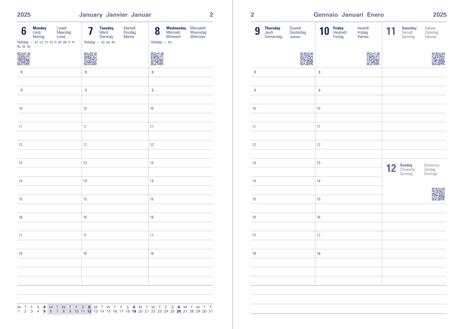 Agenda annuale 2025 Letts 12 Mesi, Milano A5 settimanale Blu - 21 x 14,8 cm - 2