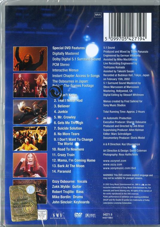 Ozzy Osbourne. Live At The Budokan (DVD) - Ozzy Osbourne - CD |  laFeltrinelli