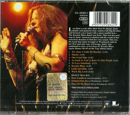 I Got Dem Ol' Kozmic Blues Again Mama - CD Audio di Janis Joplin - 2