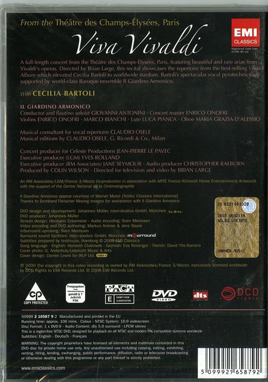 Cecilia Bartoli. Viva Vivaldi (DVD) - Antonio Vivaldi - CD | laFeltrinelli