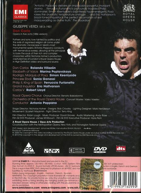 Giuseppe Verdi. Don Carlo (2 DVD) - DVD di Giuseppe Verdi - 2