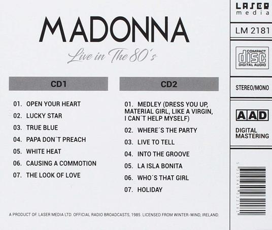 Live In the 80's - CD Audio di Madonna - 2