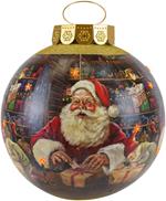 Grande Sfera Natalizia con Luci LED Oro: Tema Babbo Natale e Regali