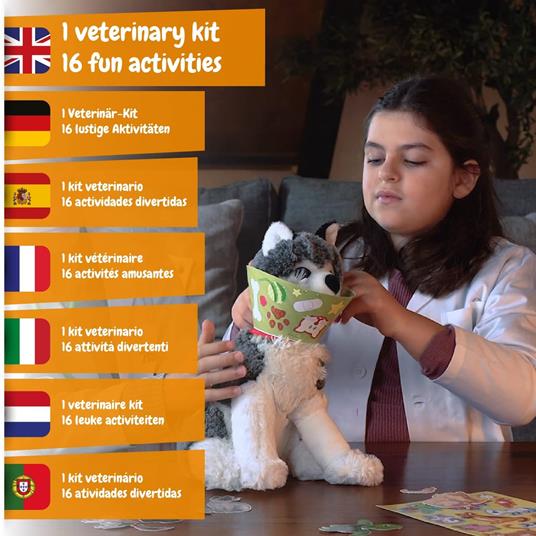 Science4you -Primo kit veterinario bimbi 4+ - 16 esperimenti scientifici bimbi costume da veterinario per bimbi, stetoscopio giocattolo - giochi di apprendimento, kit medico ideale per giochi di ruolo - 2