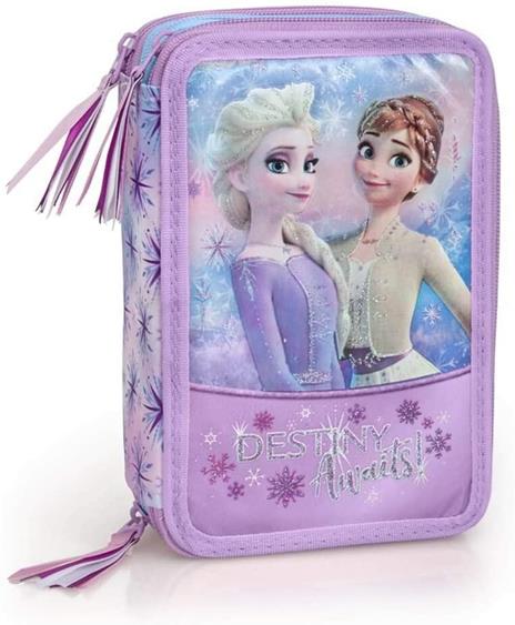 FROZEN - ASTUCCIO SCUOLA 3 ZIP FROZEN - ANNA ED ELSA - COMPLETO DI 44 PEZZI  - PRODOTTO UFFICIALE DISNEY (LILLA) - Jm Inacio - Cartoleria e scuola