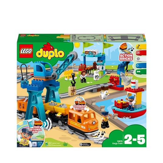 LEGO DUPLO 10875 Il Grande Treno Merci, Set Push & Go, Luci e