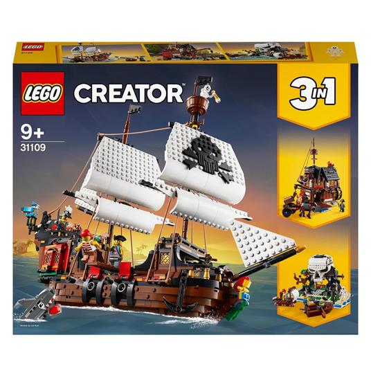 LEGO Creator 31109 Galeone dei Pirati, Set 3 in 1 con Nave Giocattolo,  Locanda e Isola del Teschio, Minifigure e Squalo - LEGO - Creator -  Imbarcazioni - Giocattoli | Feltrinelli
