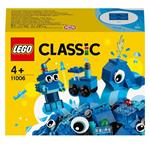 LEGO Classic 11006 Mattoncini Blu Creativi, Giochi Educativi per Bambini di 4+ Anni, con Balena, Treno e Robot Giocattolo
