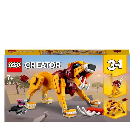 LEGO Creator 31112 3 in 1 Leone Selvatico, Kit di Costruzione , Struzzo e Facocero, Giocattoli per Bambini dai 7 Anni in Su