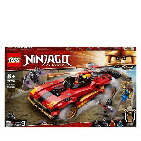 LEGO NINJAGO 71737 Super-bolide Ninja X-1, Macchinina Giocattolo e Motocicletta Ninja con Personaggio Cole d'Oro