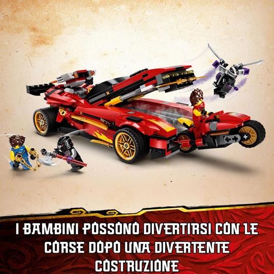 LEGO NINJAGO 71737 Super-bolide Ninja X-1, Macchinina Giocattolo e Motocicletta Ninja con Personaggio Cole d'Oro - 3