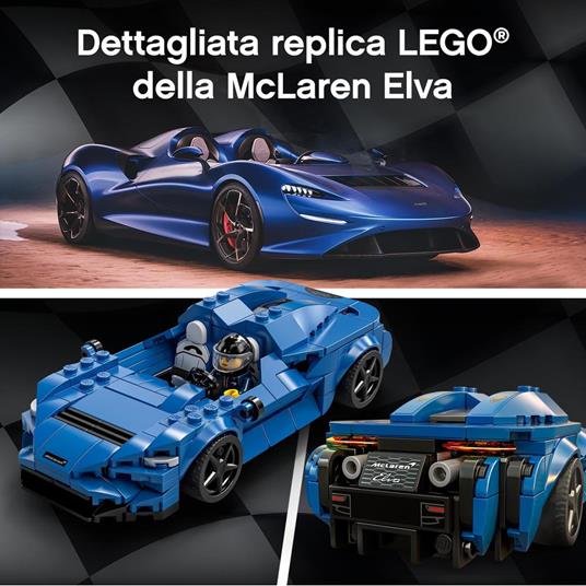 LEGO Speed Champions 76902 McLaren Elva, Macchina Giocattolo per Bambini  dai 7 Anni, Auto Sportiva da Corsa con Pilota - LEGO - Speed Champions -  Automobili - Giocattoli