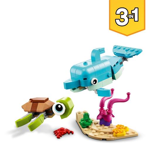 LEGO Creator 31128 3in1 Delfino e Tartaruga, Set con Animali, Cavalluccio e  Lumaca di Mare, Giochi per Bambini di 6+ Anni - LEGO - Creator - Animali -  Giocattoli | laFeltrinelli