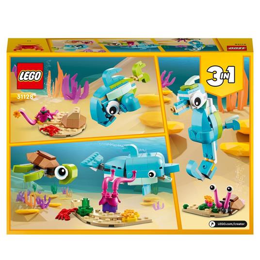 LEGO Creator 31128 3in1 Delfino e Tartaruga, Set con Animali, Cavalluccio e  Lumaca di Mare, Giochi per Bambini di 6+ Anni - LEGO - Creator - Animali -  Giocattoli | laFeltrinelli