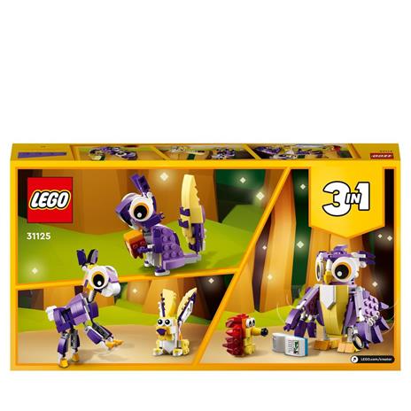 LEGO Creator 31125 3in1 Creature della Foresta Fantasy, Set con Animali Giocattolo per Bambini di 7+ Anni con Gufo e Coniglio - 8
