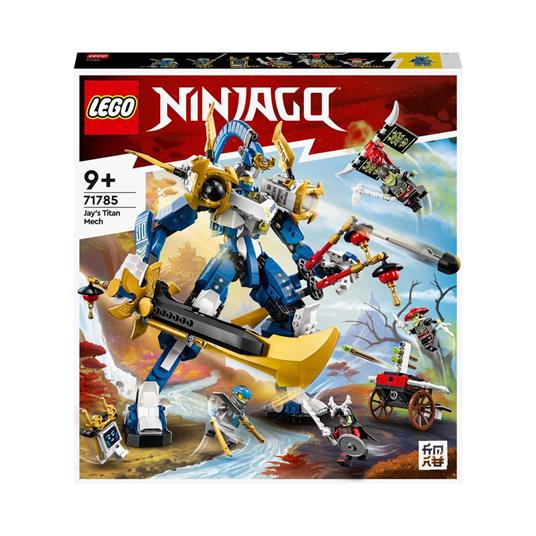 LEGO NINJAGO 71785 Mech Titano di Jay, Set 2023 con Action Figure, Gioco da Battaglia per Bambini con 5 Minifigure e Carro