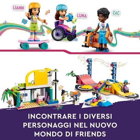 LEGO Friends 41751 Skate Park, Set con Rampa da Skateboard, Giochi per Bambine e Bambini con Monopattino e Sedia a Rotelle - 4