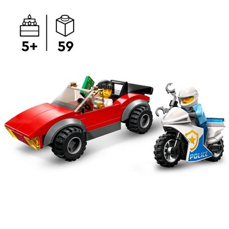 LEGO City 60392 Inseguimento sulla Moto della Polizia Giocattolo con Modelli di Auto e 2 Minifigure, Giochi per Bambini 5+ - 3