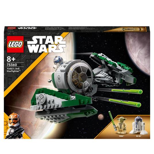 LEGO Star Wars 75360 Jedi Starfighter di Yoda, Veicolo Giocattolo da The Clone Wars, Minifigure di Yoda, Spada Laser e R2-D2