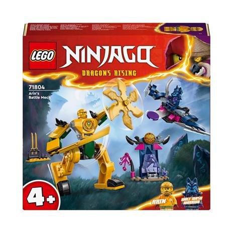 LEGO NINJAGO 71804 Mech da Battaglia di Arin, Giochi per Bambini 4+, Action Figure Giocattolo da Costruire con Starter Brick