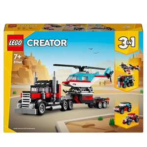 Giocattolo LEGO Creator 31146 3in1 Autocarro con Elicottero, Giochi per Bambini 7+ Anni Ricostruibile in Aereo e Cisterna o Auto e SUV LEGO