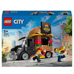 Giocattolo LEGO City 60404 Furgone degli Hamburger Giocattolo Veicolo per Bambini 5+ Anni Camion Food Truck con Accessori e 2 Minifigure LEGO