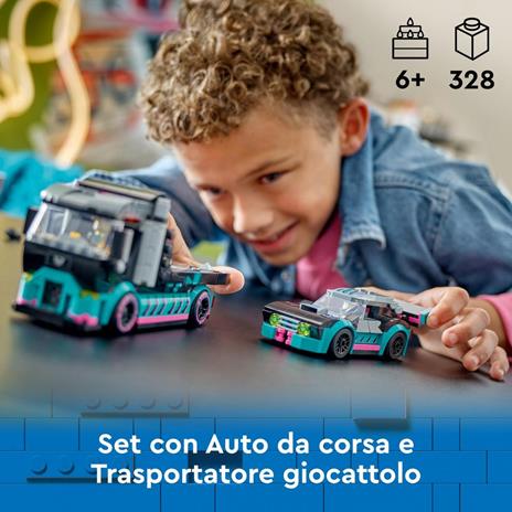 LEGO City 60406 Auto da Corsa e Trasportatore, Macchina e Camion Giocattolo per Bambini di 6+, Veicolo con Rampa Funzionante - 2