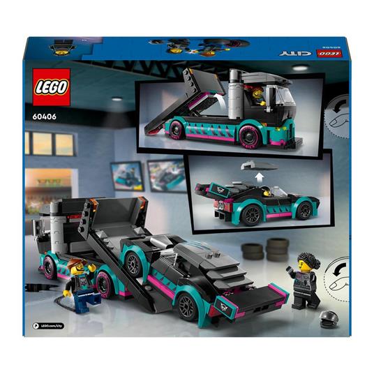 LEGO City 60406 Auto da Corsa e Trasportatore, Macchina e Camion Giocattolo  per Bambini di 6+, Veicolo con Rampa Funzionante - LEGO - LEGO City -  Automobili - Giocattoli