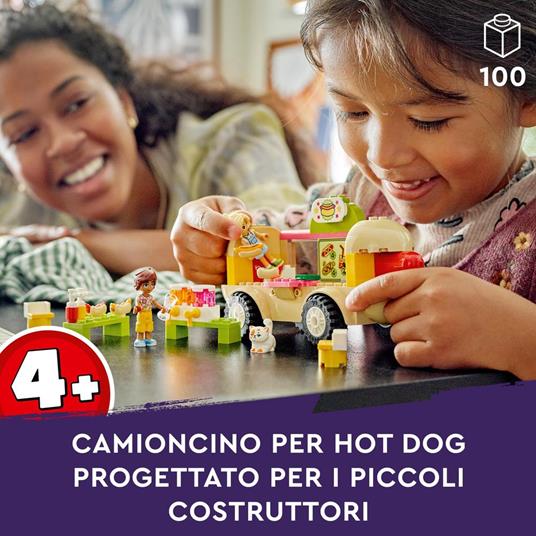 LEGO Friends 42633 Food Truck Hot-Dog, Giochi per Bambini 4+, Piccolo Camion Giocattolo con Cucina, 2 Mini Bamboline e Gatto - 2
