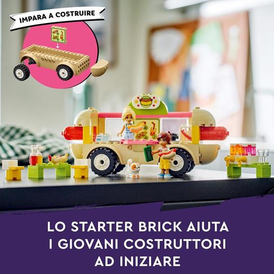 LEGO Friends 42633 Food Truck Hot-Dog, Giochi per Bambini 4+, Piccolo Camion Giocattolo con Cucina, 2 Mini Bamboline e Gatto - 5