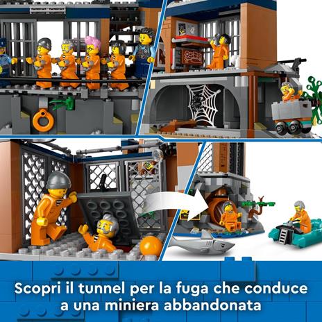 LEGO City 60419 Prigione sull’Isola della Polizia, Giocattolo ricco di Funzioni con Elicottero, Barca, Gommone e 7 Minifigure - 4