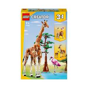 Giocattolo LEGO Creator 31150 3in1 Animali del Safari, Giocattolo Trasformabile da Giraffa in 2 Gazzelle o Leone , Giochi per Bambini 9+ LEGO