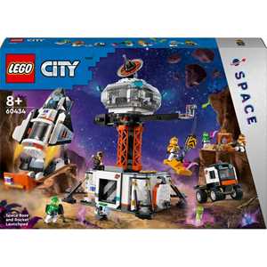 Giocattolo LEGO City 60434 Base Spaziale e Piattaforma di Lancio Gioco per Bambini 8+ con Gru Giocattolo Astronave Rover e 6 Minifigure LEGO
