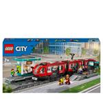 LEGO City 60423 Tram e Fermata del Tram, Treno Giocattolo da Costruire con Stazione e Vagoni Ferroviari, Giochi per Bambini 7+